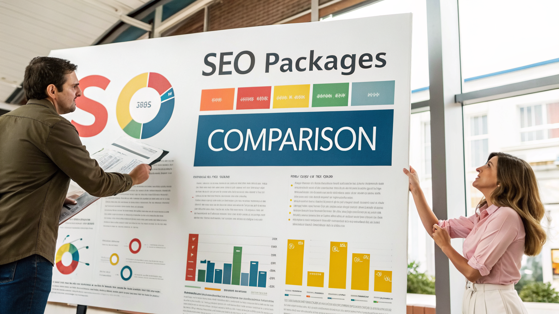 Professional infographic explaining compare seo packages