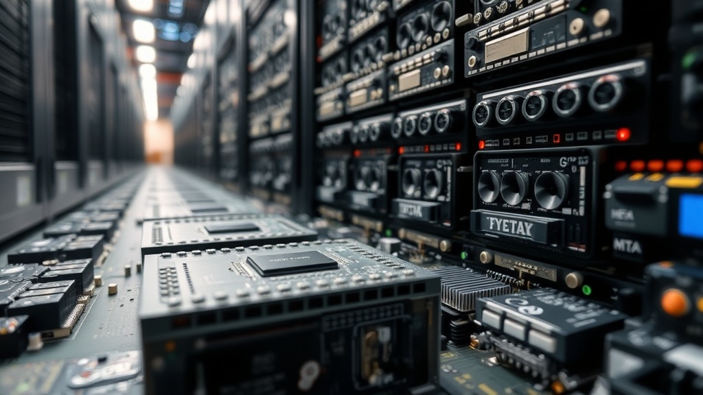 Meta's internal server farm racks showcasing extensive GPU hardware for AI