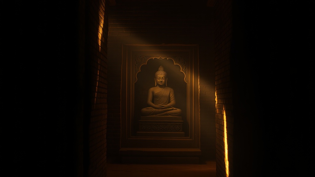 Statue du Bouddha protégé par Mucalinda dans la chambre centrale du temple Nagayon de Bagan