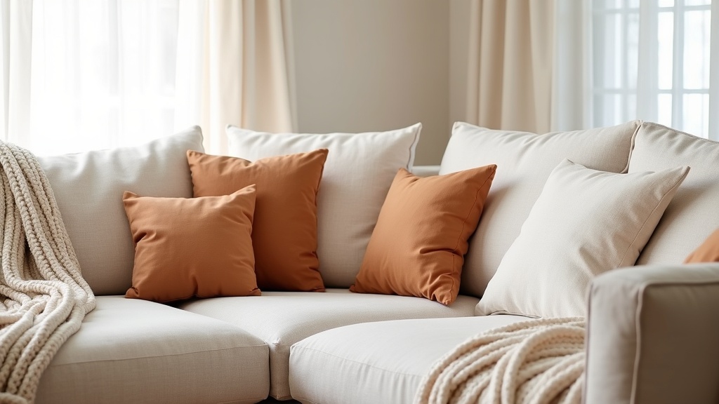 How to coordinate throw pillows and blankets on a sofa