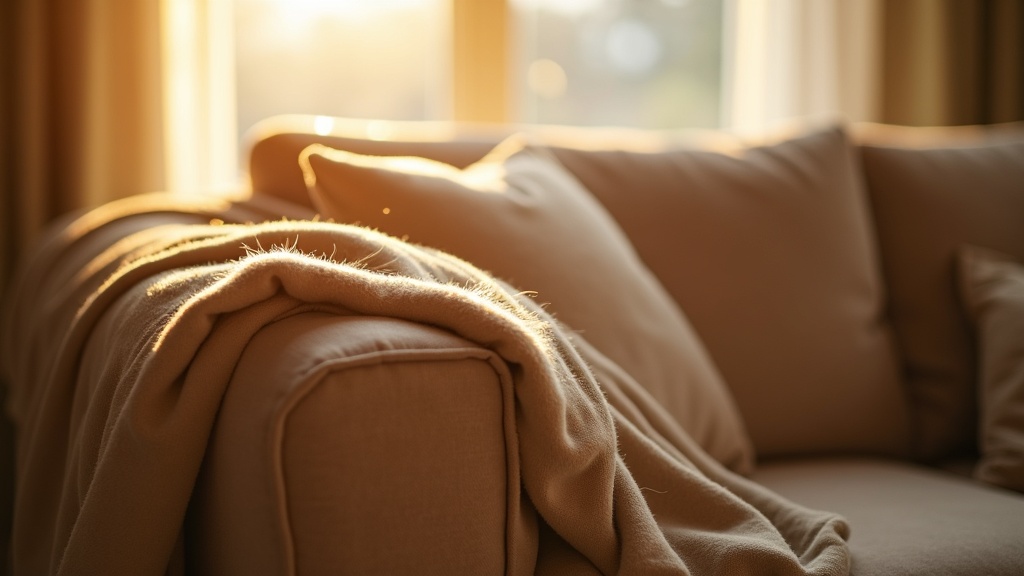 Afternoon light shaping the mood of a cozy sofa corner