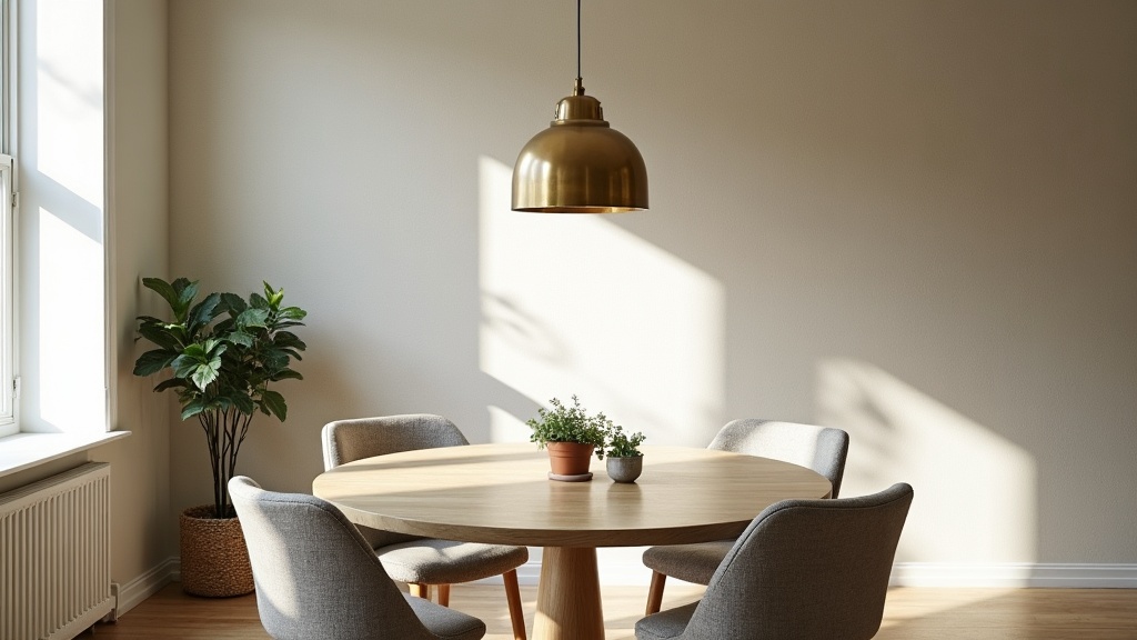 Scandinavian wallpaper ideas: limewash-effect feature wall in a dining room