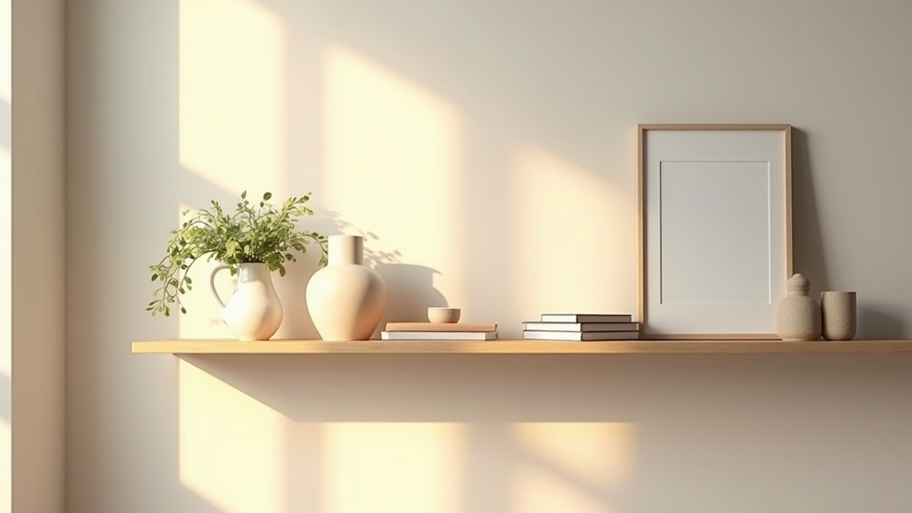 3-5-7 rule applied to a shelf arrangement with objects at varying heights