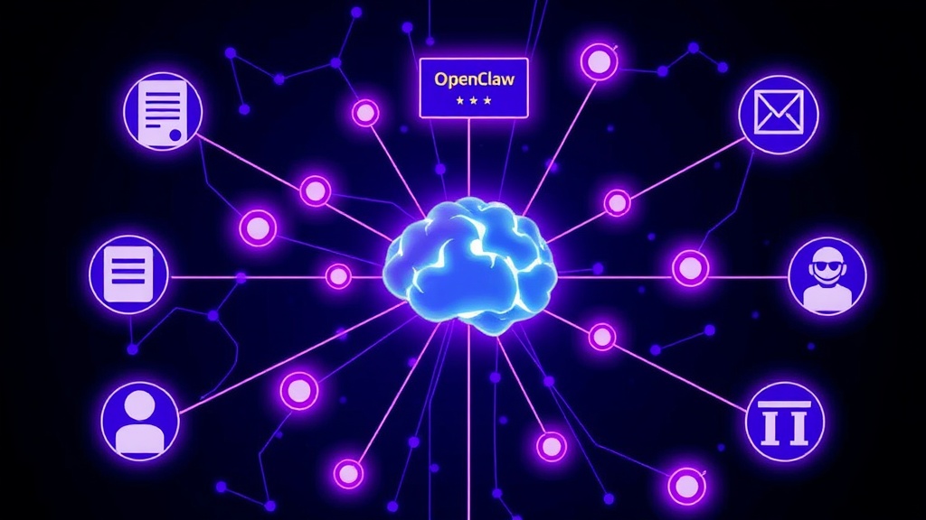 Diagram illustrating OpenClaw's local-first architecture connecting messaging apps to an AI brain