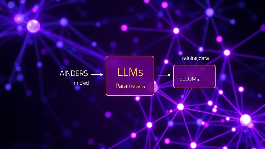 Diagram illustrating the relationship between LLMs, training data, and model parameters