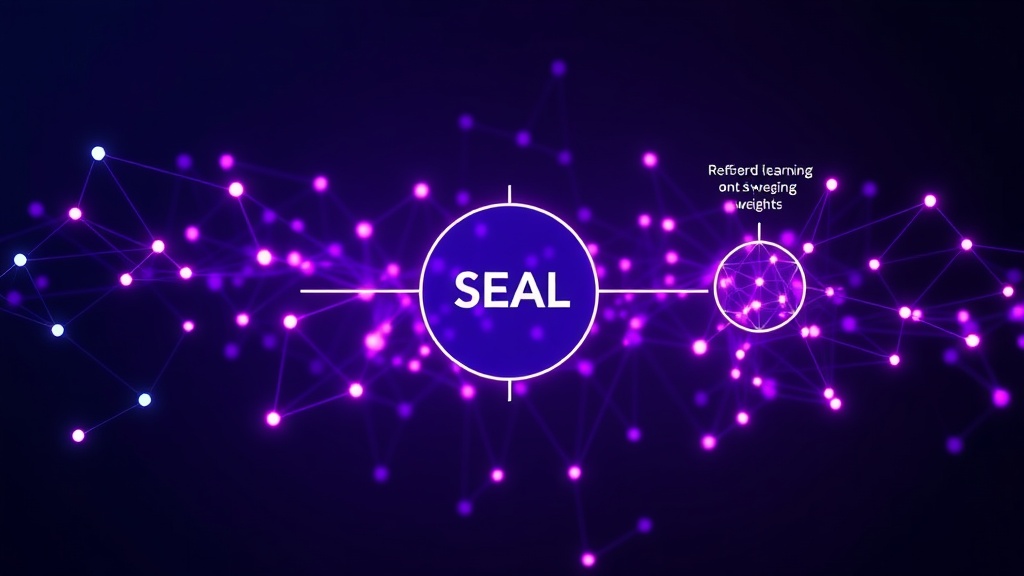 Diagram illustrating the SEAL framework's self-editing and reinforcement learning loop for LLMs