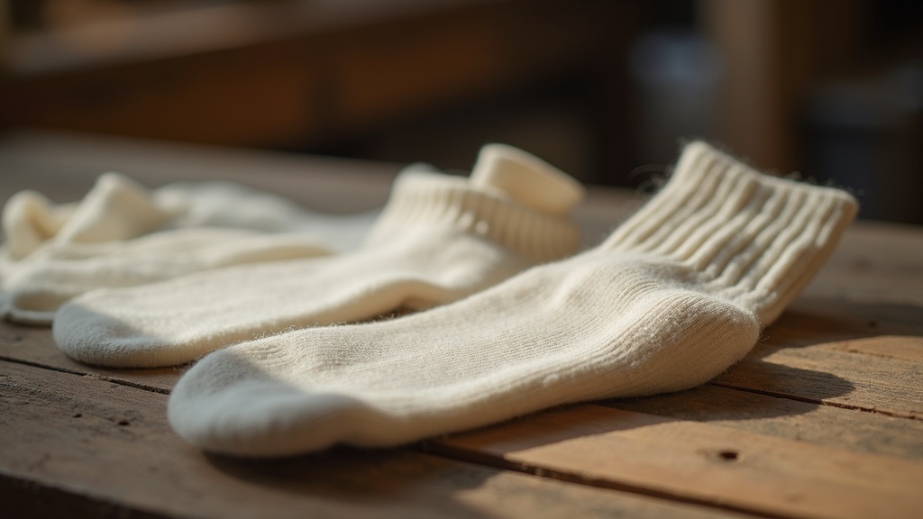 Thin merino wool sock liner showing fine knit texture