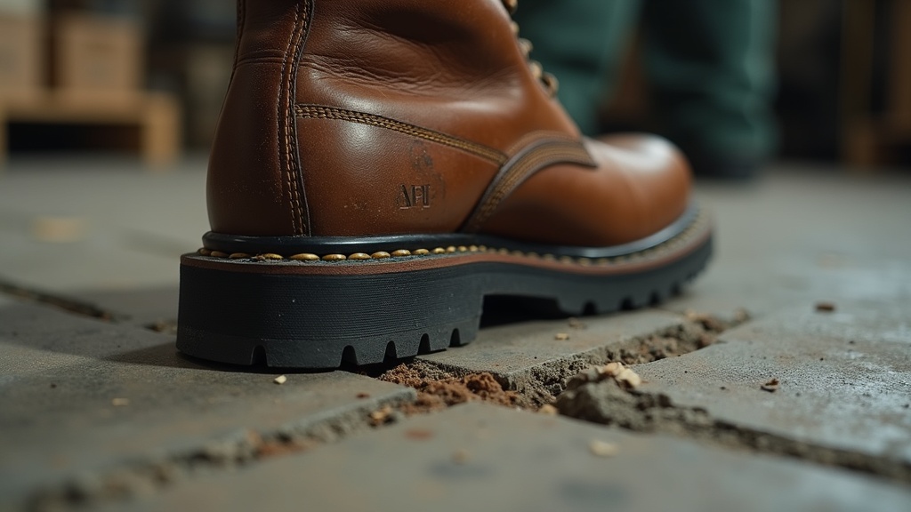 Worn insole inside a work boot showing compression and sweat damage