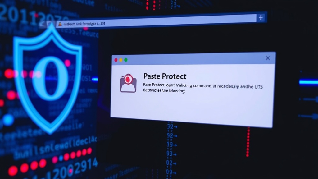 Opera browser interface displaying the Paste Protect warning message to a user