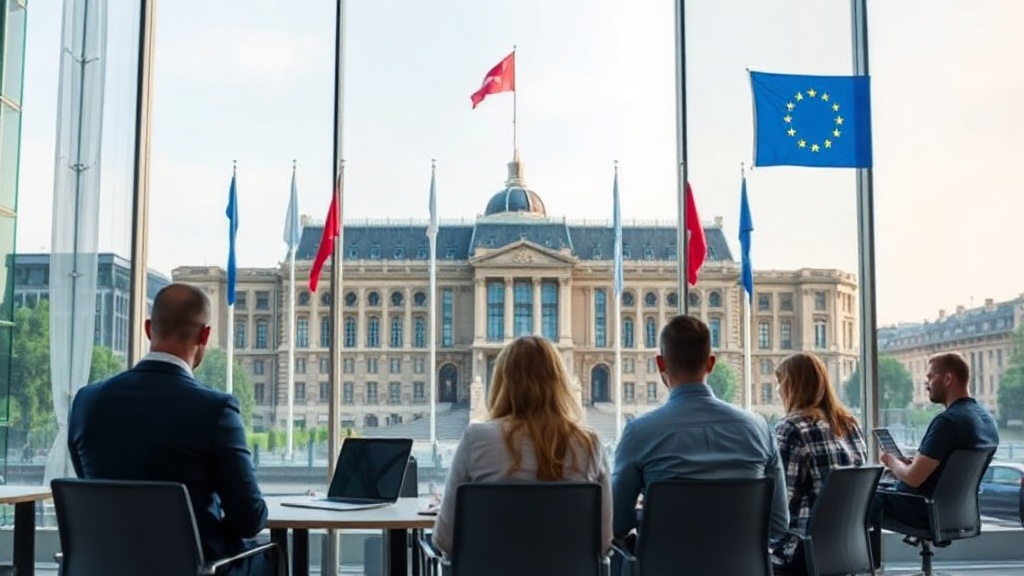 European Parliament building, symbolizing the EU's policy-making environment.