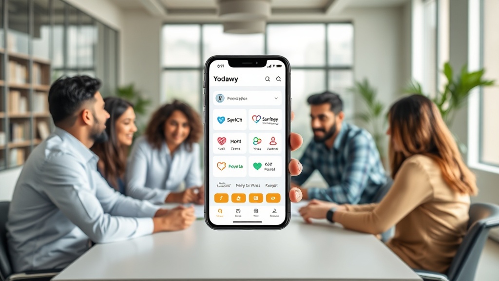 Yodawy's mobile app interface showcasing prescription management features and partner logos