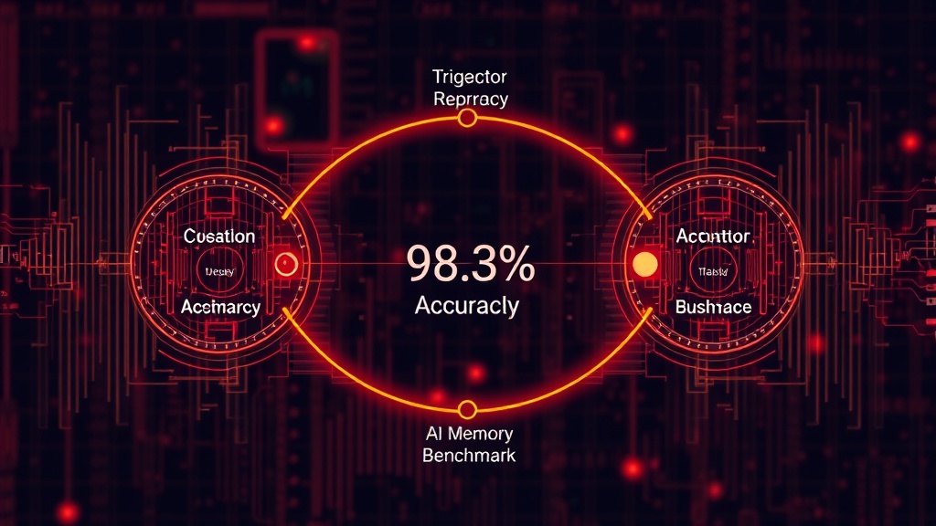 Diagram illustrating the tautological loop of AI memory benchmarking with self-referential triggers