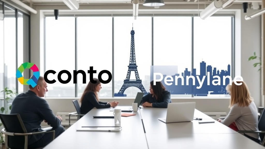 Qonto and Pennylane logos side-by-side with a stylized depiction of Paris skyline