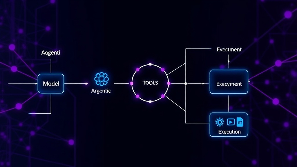 Diagram illustrating the components of an agentic AI system, including a model, tools, and execution environment.