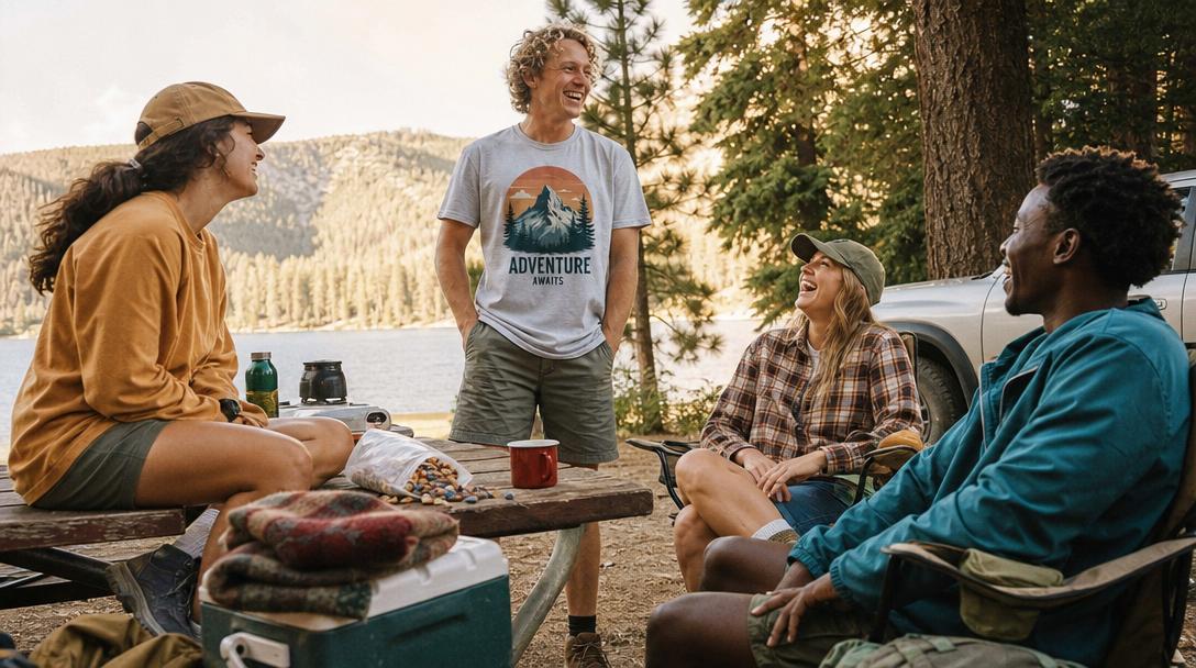 Selection of sustainable hiking shirts from various companies