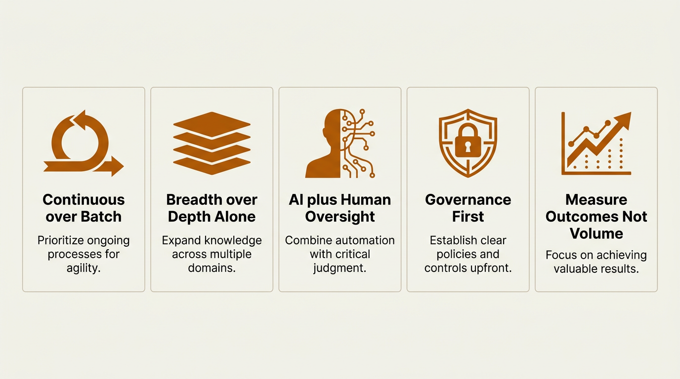 Five CRM data enrichment key takeaway cards in a horizontal infographic