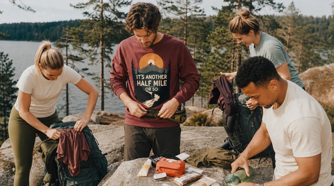 Hiker wearing a comfortable work shirt on the trail