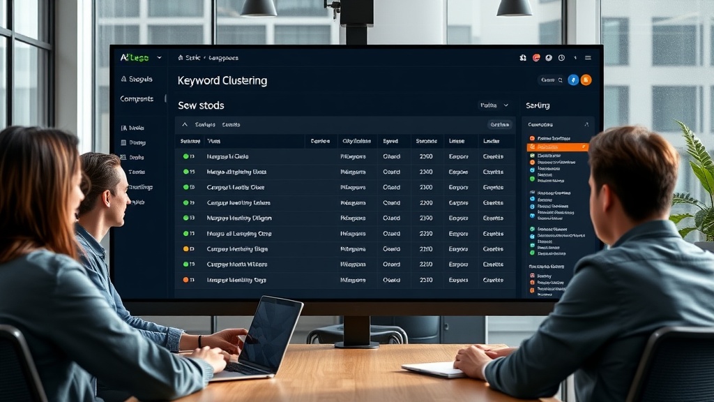 Screenshot of the AI workspace dashboard showing keyword clustering results