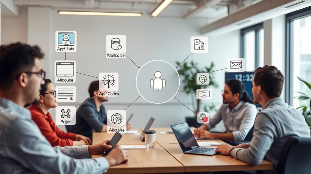 Conceptual diagram illustrating AI agents interacting with web applications and data sources