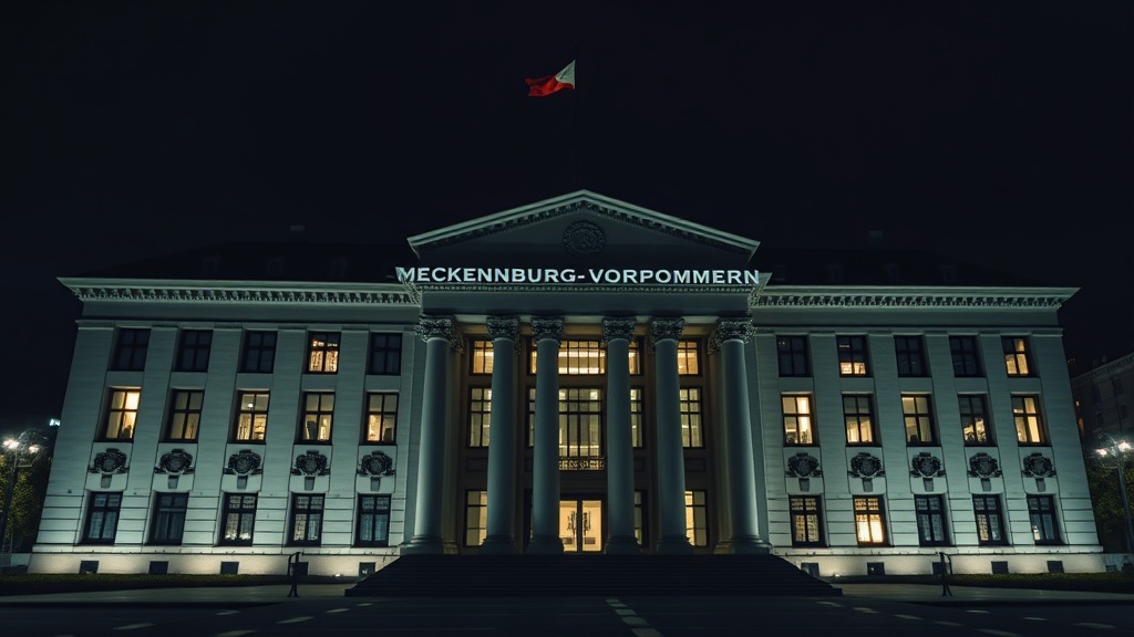 Mecklenburg-Vorpommern state government building exterior, symbolizing digital transformation.