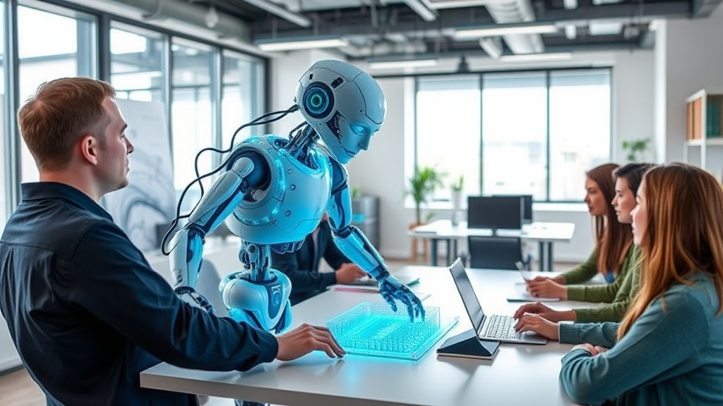 3D visualization of an AI coding agent constructing a software module