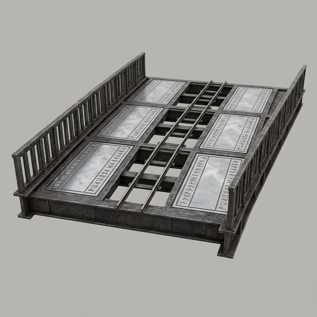 Image: 3D asset reference plate, game-ready modular prop.