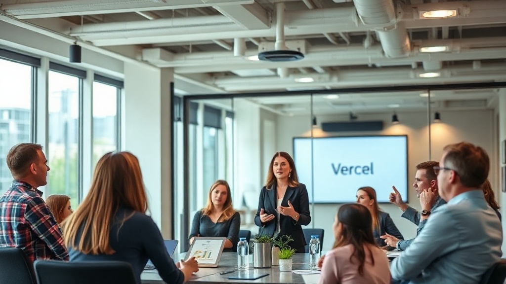 Vercel COO Jeanne DeWitt Grosser speaking at a technology conference.