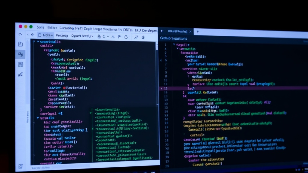 GitHub Copilot interface showing real-time code suggestions within an IDE