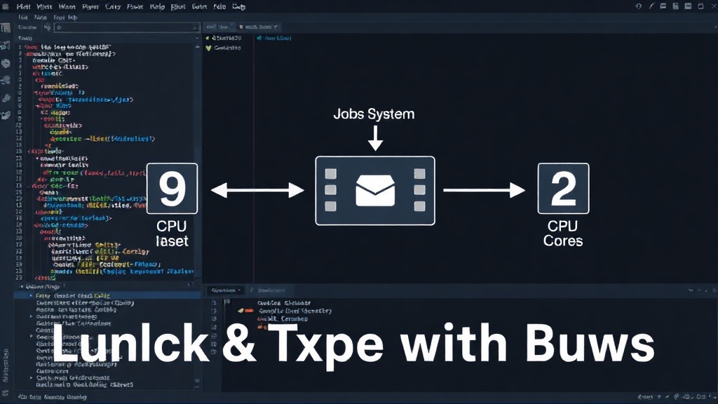 Diagram illustrating Unity Jobs System orchestrating parallel tasks across multiple CPU cores
