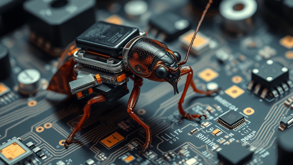 A Madagascar hissing cockroach fitted with a backpack and IR camera