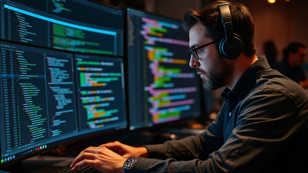 Senior engineer using AI coding assistant on a complex software development project