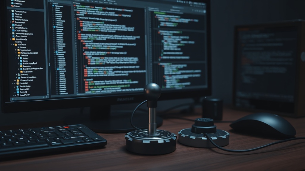 Desk setup with a physical gear shifter connected to an AI model interface