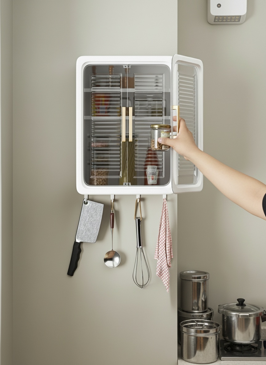 Customer installing wall cabinet easily