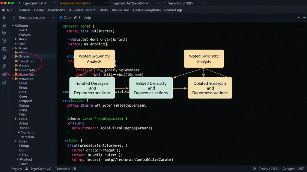 Diagram illustrating the sequential dependency analysis in traditional TypeScript declaration emit