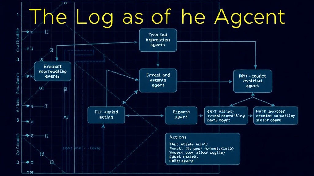 Diagram illustrating the flow of events and actions through a structured agent log.