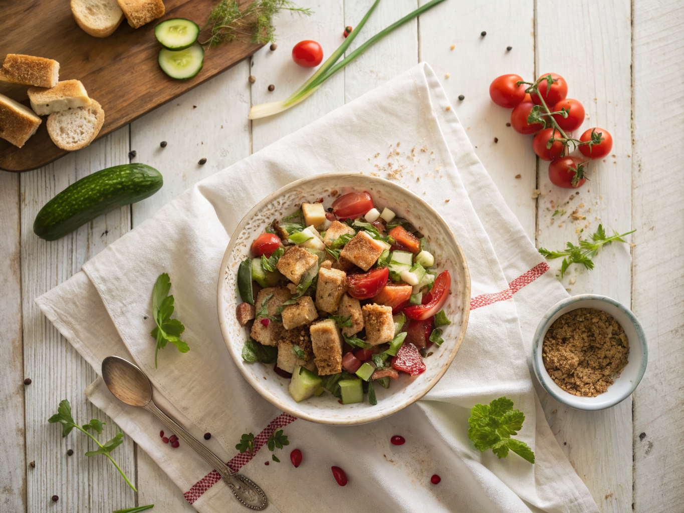 Fattoush with Sumac and Pita Croutons