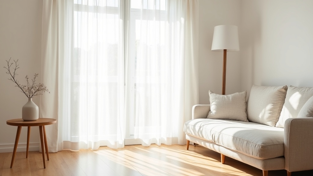 Luxury apartment design on a budget: a calm Scandinavian living room with natural light and minimal decor