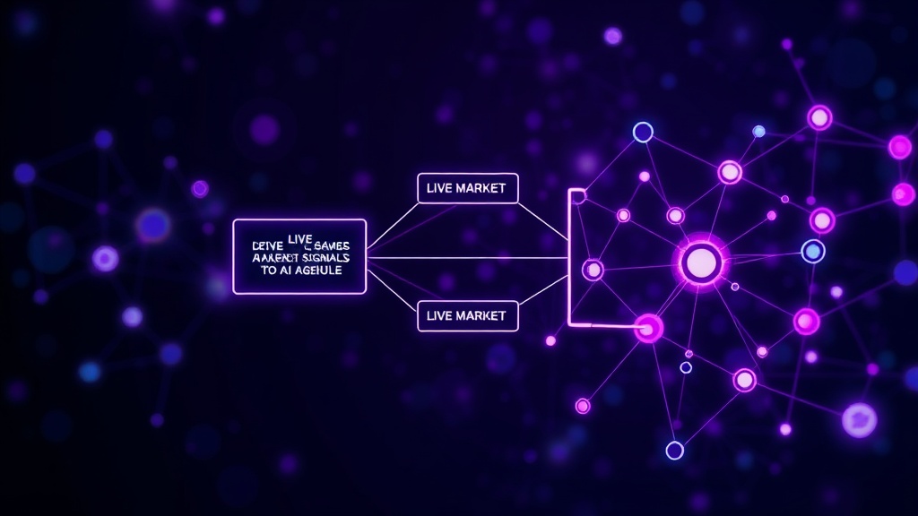 Conceptual diagram showing live market data flowing into an AI agent's decision module.