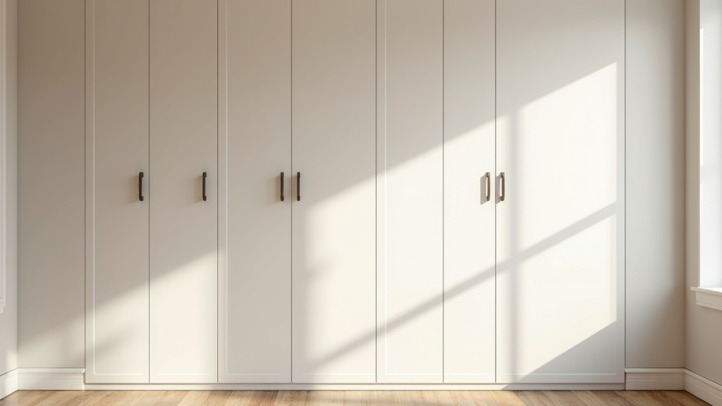 Built-in flush wardrobe integrated into bedroom wall