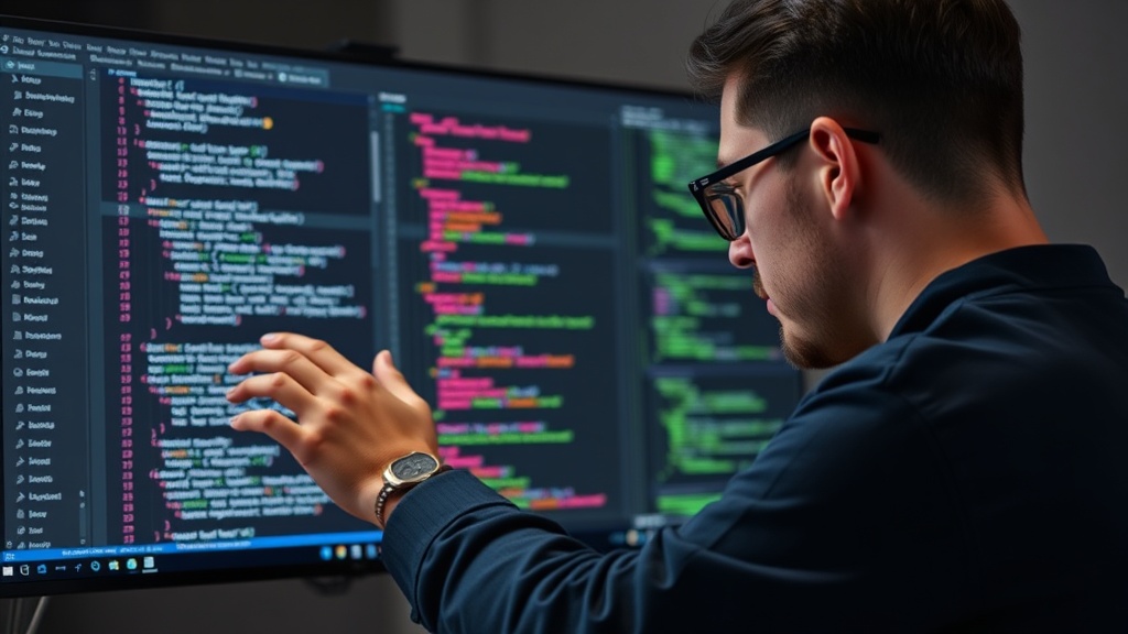 Developer interacts with a code editor, highlighting the need for better navigation tools.