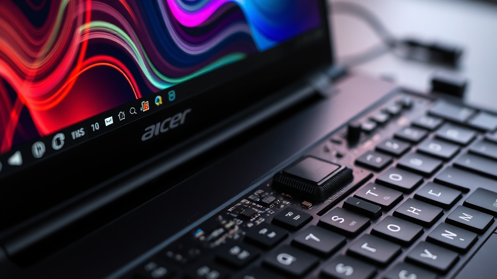 Acer Predator Helios Neo 16S AI laptop showcasing its OLED display and keyboard
