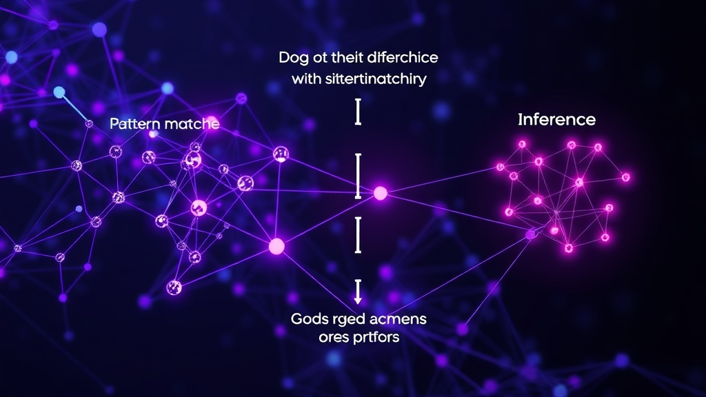 Diagram illustrating the difference between pattern matching and logical inference in AI reasoning