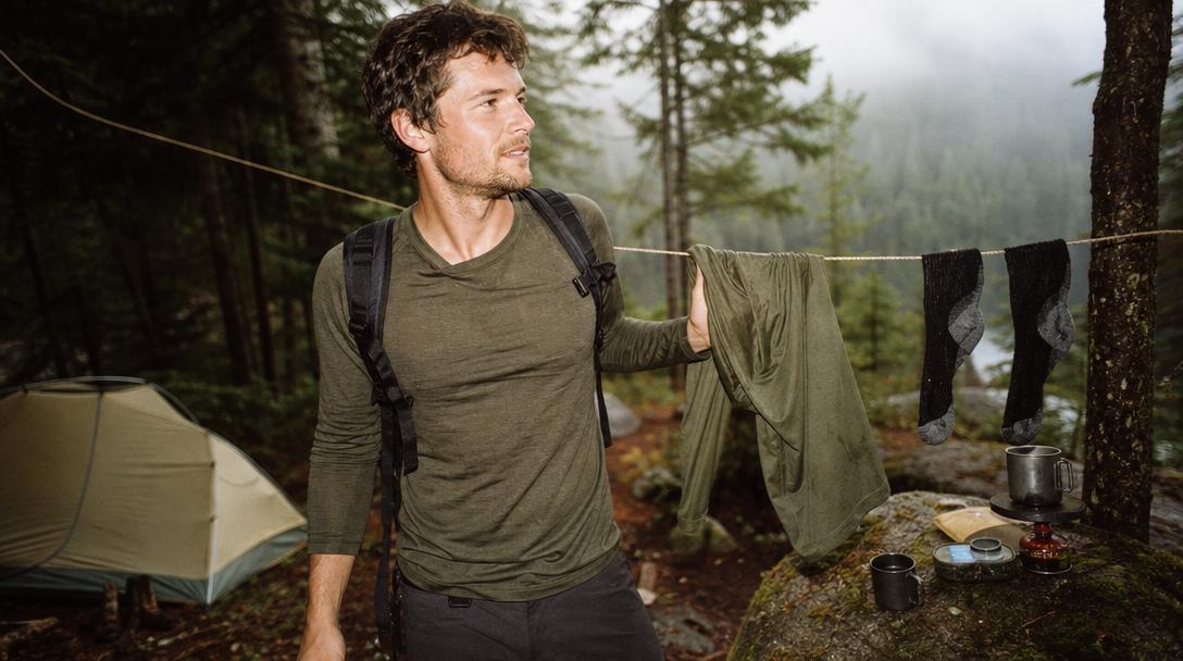 Natural fiber hiking shirts hemp, bamboo, TENCEL and cotton displayed