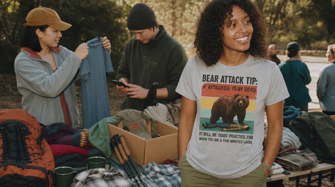 Hiker wearing a UPF-rated shirt on a sunny trail