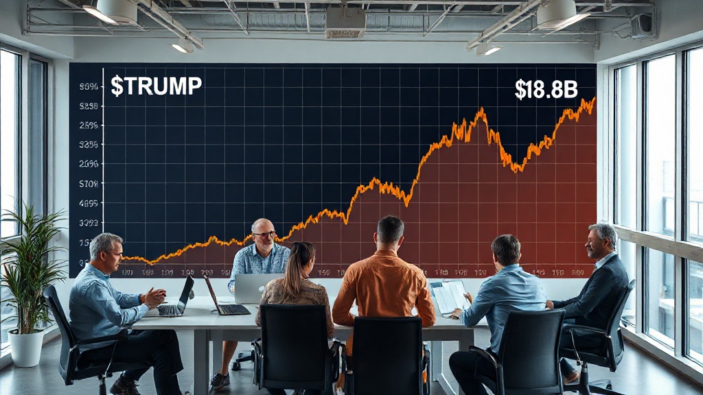 Visual representation of the $TRUMP memecoin's price chart showing extreme volatility
