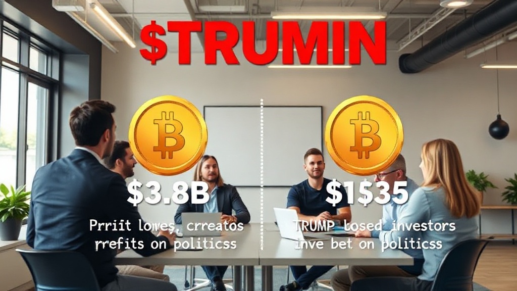 Infographic comparing profits of $TRUMP memecoin creators vs. investor losses