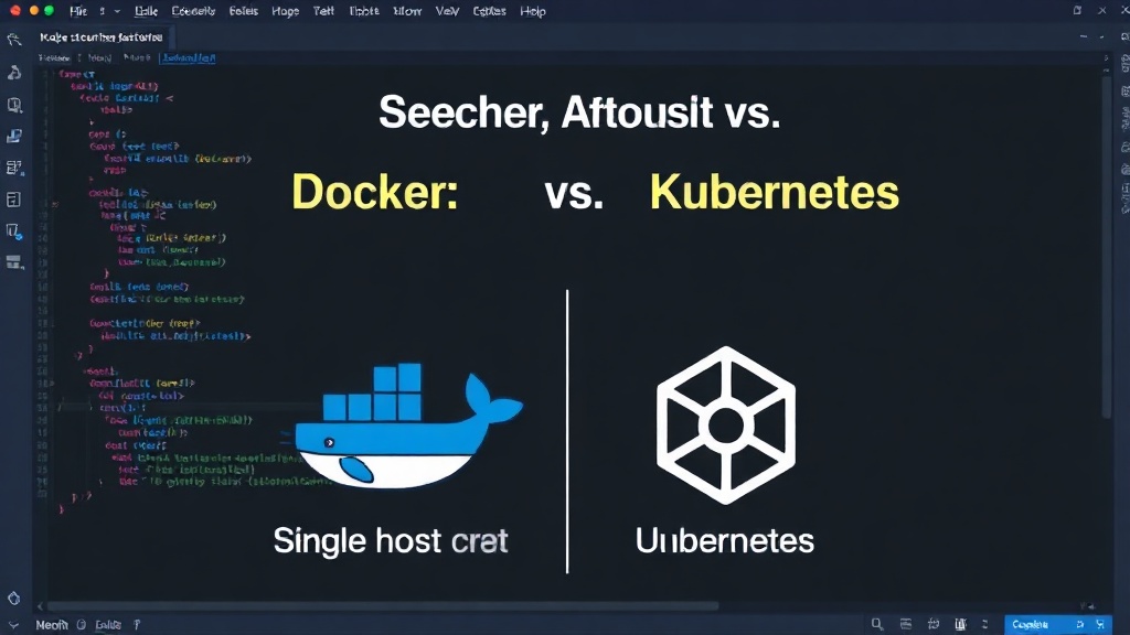 Diagram comparing Docker's single-host container management to Kubernetes' multi-host orchestration capabilities