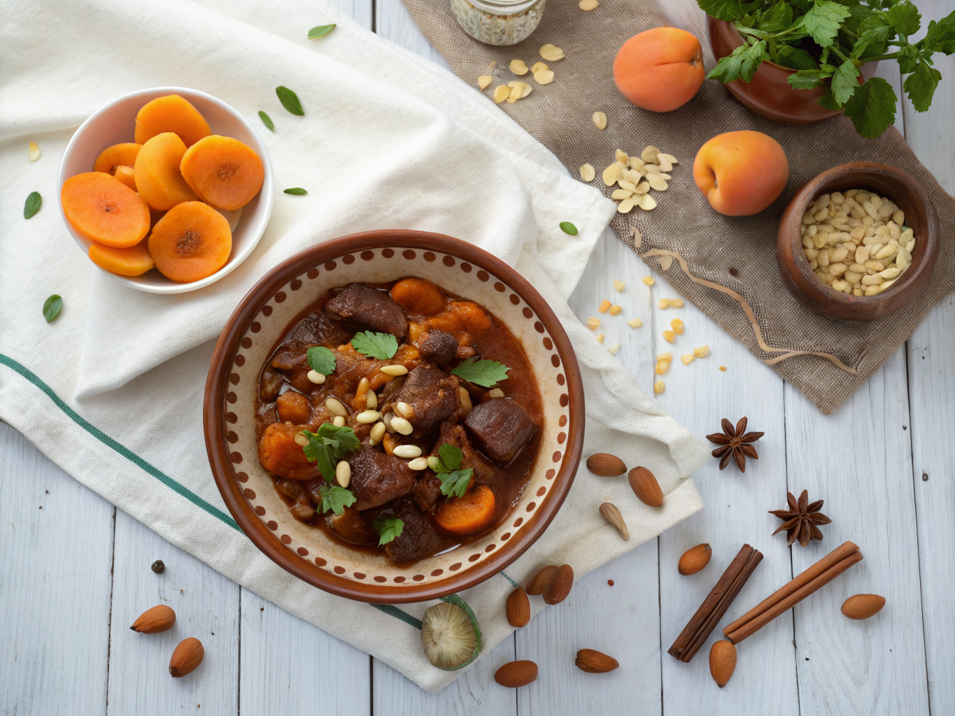 Moroccan Spiced Lamb Tagine with Apricots and Almonds