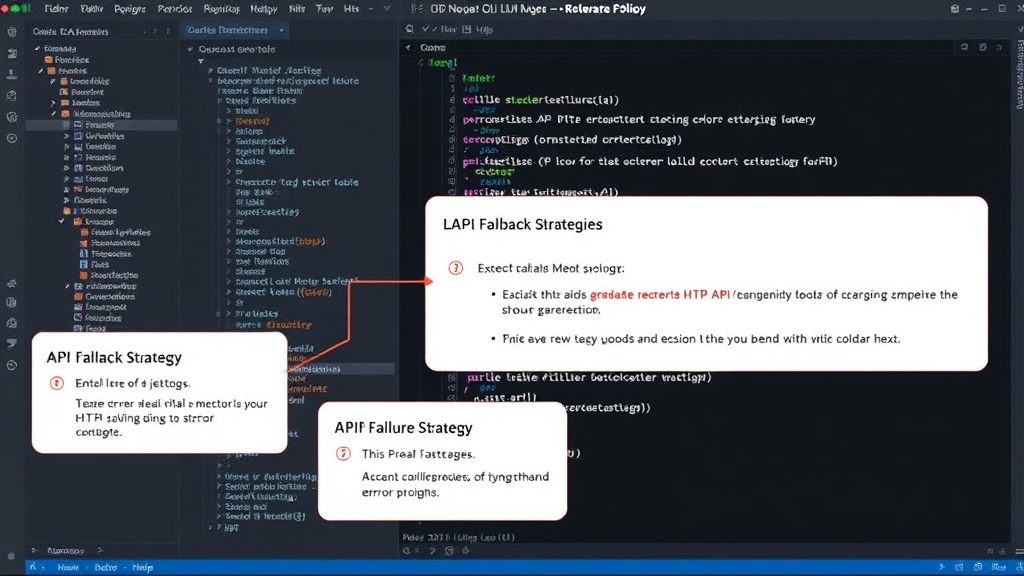 Diagram showing a robust LLM API failure policy with multiple fallback strategies