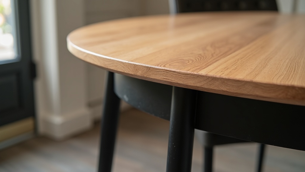 Wood and metal in a modern traditional dining space showing material contrast